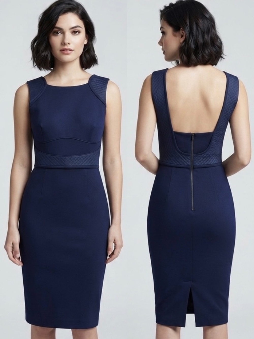 NWT $245 Reiss Women's US 6 Indigo Midi Sheath Fitted Dress
